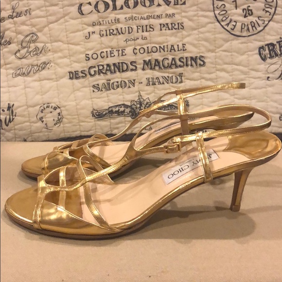 Jimmy Choo Gold Sandals - Picture 2 of 4